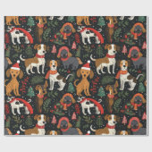 Kersthonden Patroon Cadeaupapier (Vlak)