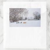 Kersthonden Sfeervol landschap Sneeuwscène Rechthoekige Sticker (Tas)