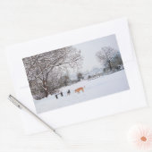 Kersthonden Sfeervol landschap Sneeuwscène Rechthoekige Sticker (Envelop)