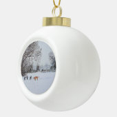 Kersthonden sneeuwscurpschilderkunst keramische bal ornament (Rechts)