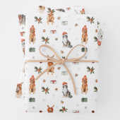 Kersthonden Trio Inpakpapier Vel (In situ)