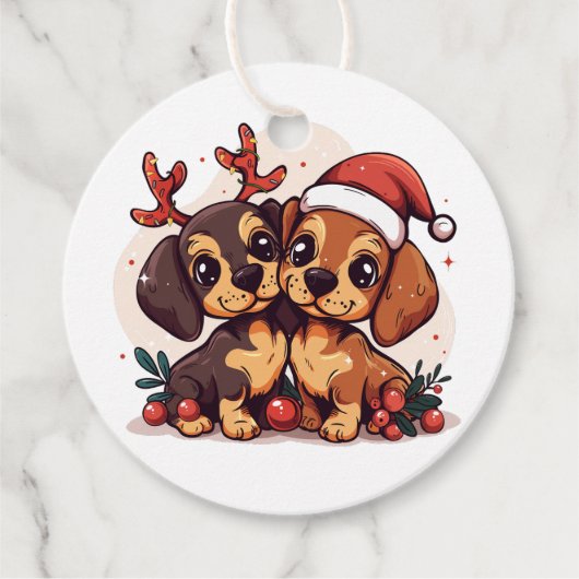 Kersthonden van het ras Dachshund Bedankjes Labels (Voorkant)