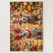 Kersthonden verkleed als rendieren legpuzzel (Verticaal)