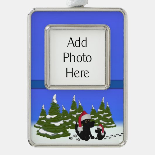 Kersthonden Verzilverd Omlijst Ornament (Voorkant)