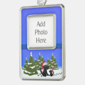 Kersthonden Verzilverd Omlijst Ornament (Links)