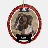 Kersthondenfoto in het rood keramisch ornament (Links)