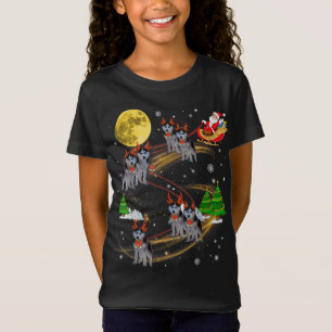 Kersthondenhond van Siberian Husky Riding Santa T-shirt