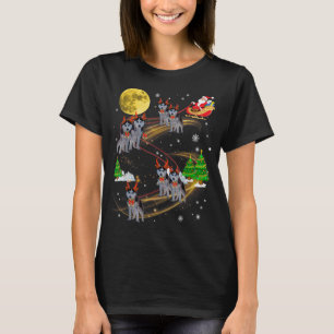 Kersthondenhond van Siberian Husky Riding Santa T-shirt