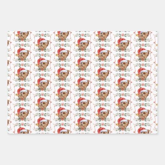 Kersthondenpatroon Inpakpapier Vel (Voorkant)