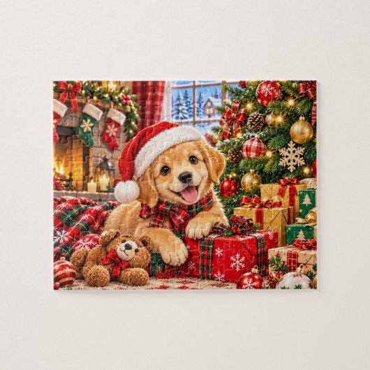 Kersthondje vakantiescène legpuzzel (Horizontaal)