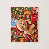 Kersthondje vakantiescène legpuzzel (Verticaal)