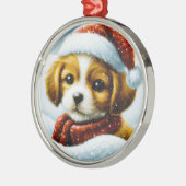 Kersthondje van de Kerstman Metalen Ornament (Links)