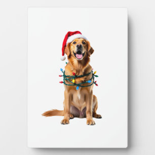 Kersthondsshirt, Kerst Golden retriever pyjama Fotoplaat