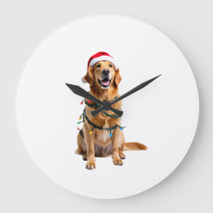 Kersthondsshirt, Kerst Golden retriever Pyjama Grote Klok