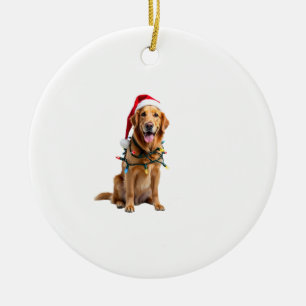 Kersthondsshirt, Kerst Golden retriever Pyjama Keramisch Ornament