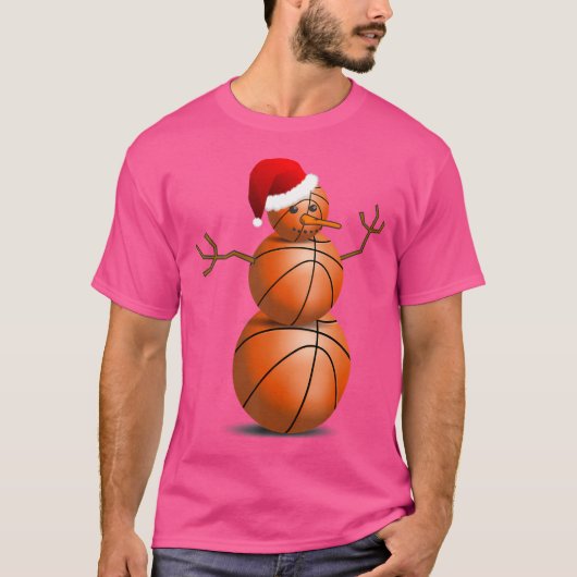 Kersthonkbal Basketball Snowman T-shirt (Voorkant)