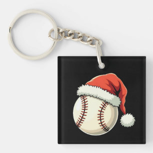 Kersthonkbal Santa Hat Funny Sport Xmas Sleutelhanger