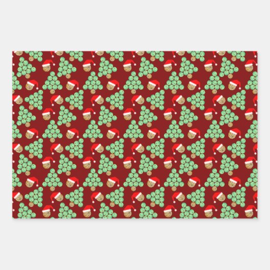 Kersthonkbal Santa Hats Inpakpapier Vel (Voorkant)