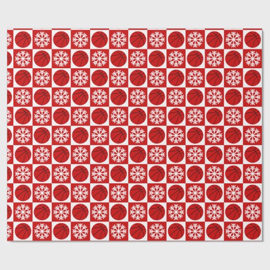Kersthonkbal Snowflake Red en White Cadeaupapier (Vlak)