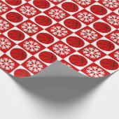 Kersthonkbal Snowflake Red en White Cadeaupapier (Hoek)