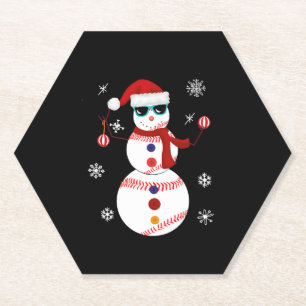 Kersthonkbal Snowman Santa Hat Gift Kartonnen Onderzetters