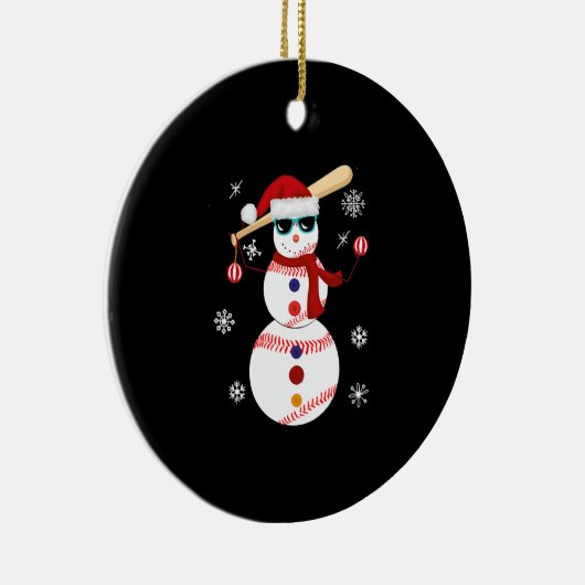 Kersthonkbal Snowman Santa Hat Gift Keramisch Ornament (Rechts)