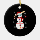 Kersthonkbal Snowman Santa Hat Gift Keramisch Ornament (Voorkant)