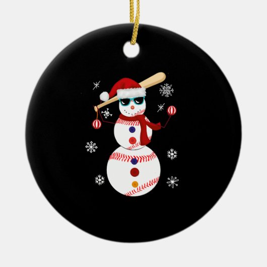 Kersthonkbal Snowman Santa Hat Gift Keramisch Ornament (Voorkant)
