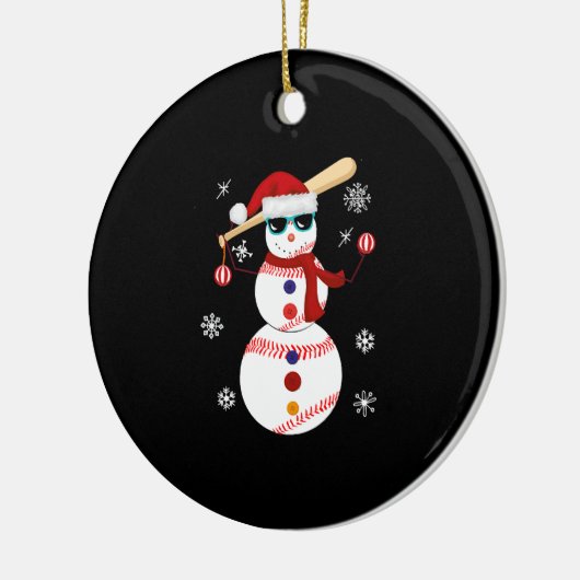 Kersthonkbal Snowman Santa Hat Gift Keramisch Ornament (Links)