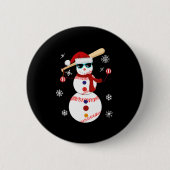Kersthonkbal Snowman Santa Hat Gift Ronde Button 5,7 Cm (Voorkant)