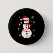 Kersthonkbal Snowman Santa Hat Gift Ronde Button 5,7 Cm (Voorkant)