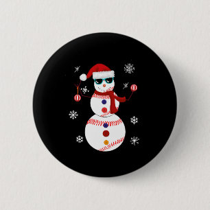 Kersthonkbal Snowman Santa Hat Gift Ronde Button 5,7 Cm