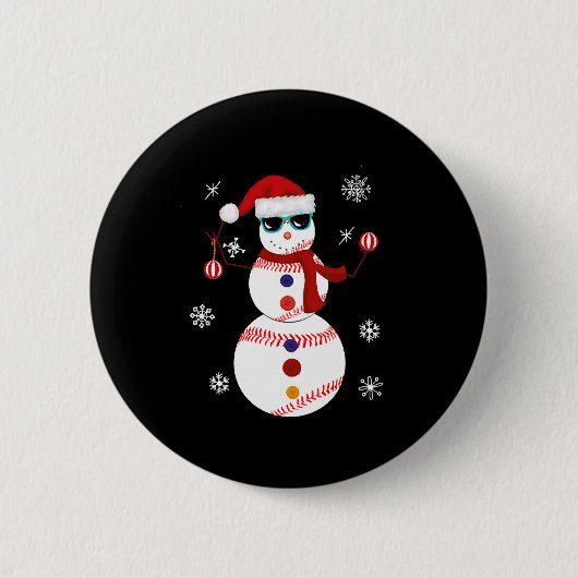 Kersthonkbal Snowman Santa Hat Gift Ronde Button 5,7 Cm (Voorkant)