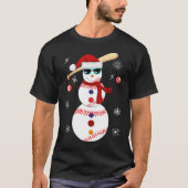 Kersthonkbal Snowman Santa Hat Gift-team T-shirt (Voorkant)
