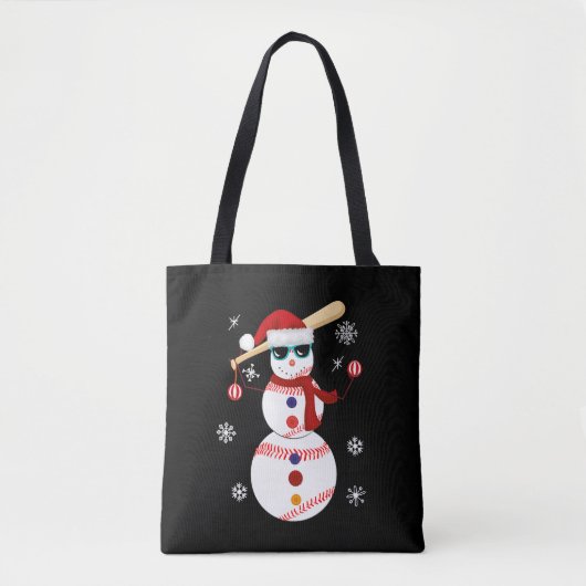 Kersthonkbal Snowman Santa Hat Gift Tote Bag (Voorkant)