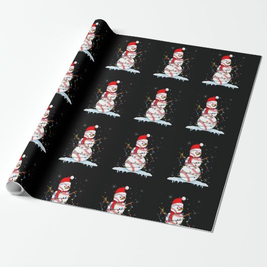 Kersthonkbal Snowman Santa Xmas lampjes voor B Cadeaupapier (Uitgerold)