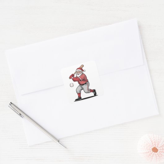 Kersthonkbal spelen als kerstman sport vierkante sticker (Envelop)