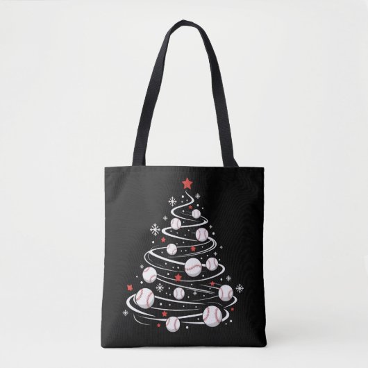 Kersthonkbalboom Kerstbomen Honkbalfan Tote Bag (Voorkant)