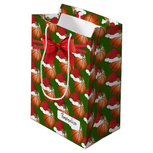 Kersthonkbalpatroon Medium Cadeauzakje (Achterkant Gekanteld)