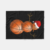 KersthonkbalShirt - Basketball Snowman Fleece Deken (Voorkant (Horizontaal))