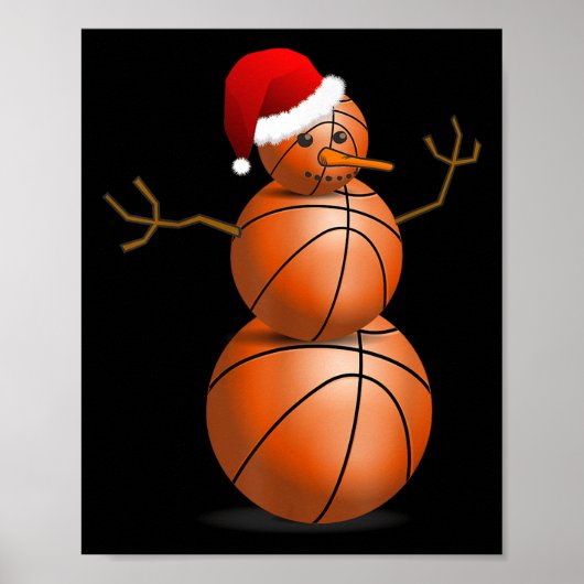 KersthonkbalShirt - Basketball Snowman Poster (Voorkant)
