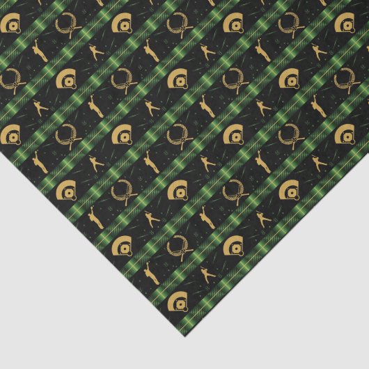 Kersthonkbalspeler - groene cheque tissuepapier (Detail)