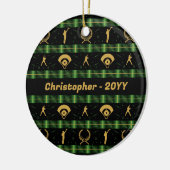 Kersthonkbalspeler - Groene Vink Keramisch Ornament (Links)