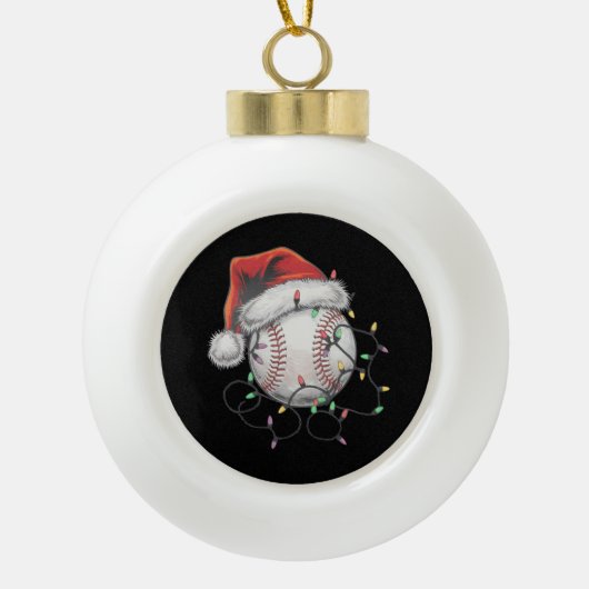 Kersthonkbalspeler voor kerstmis in Santa Sports Keramische Bal Ornament (Voorkant)