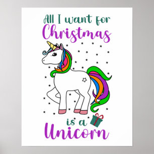 Kersthoorn Eenhoorn Magische Regenboog Groen Paars Poster
