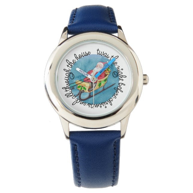 Kersthorloge met Kerstman en slee Horloge (Voorkant)