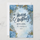 Kersthortensia dennenappels feestdagenkaart (Voorkant)