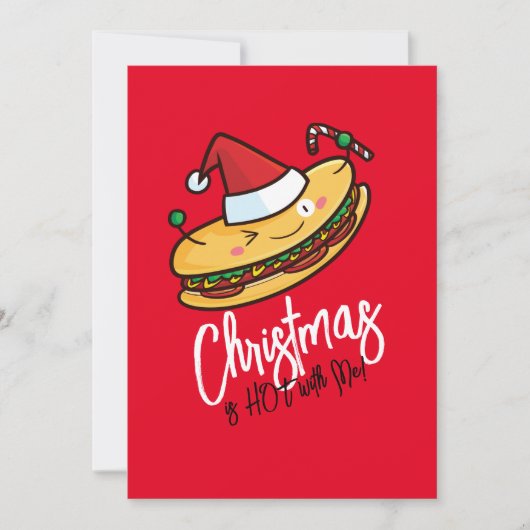  kersthotdog cartoon kaart (Voorkant)