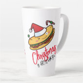 kersthotdog cartoon latte mok (Rechterhoek)