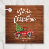 Kersthout  rood handvest voor penseelscript bedankjes labels (Voorkant)